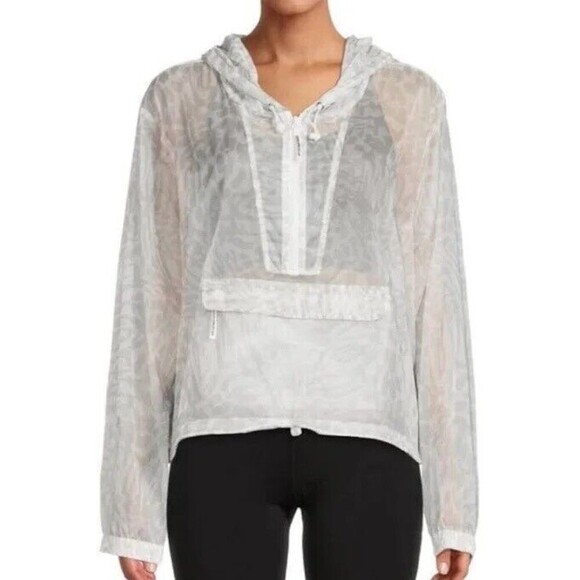 Good American Size Medium /2 Icy Leopard Windbreaker White Hoodie Jacket Beltbag - Picture 4 of 8